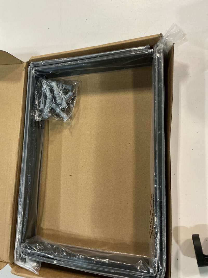 Condition photo showing New/Like New for 12 inch shelf bracket heavy duty l shelf bracket 12 x 8 inch metal shelf bracket with hardware, black, 4 pack