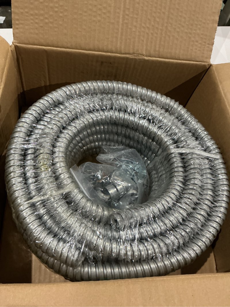 Condition photo showing As Is for (1/2" dia * 50 feet) yariwiz flexible steel electrical conduit kit 1/2"-50ft-kit