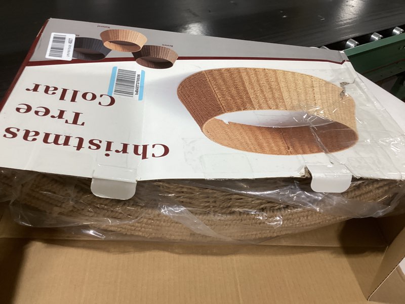 Condition photo showing Good Condition for 42in Extra Large Christmas Tree Collar - Wicker Woven Tree Collars for Artificial Trees - Handmade Rattan Rustic Farmhouse Basket for Tree Base Cover with Cord Cut-Out for 9ft 10ft 12ft Tree (Natural) 42" Natural