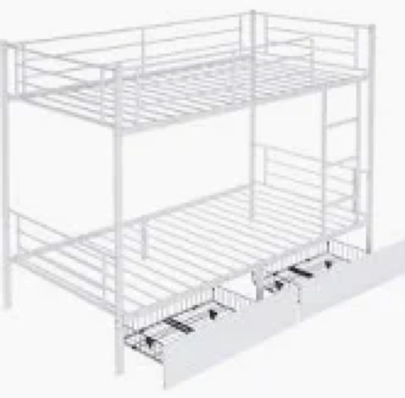 Twin Over Twin Convertible Bunk Bed With 2 Storage Drawers