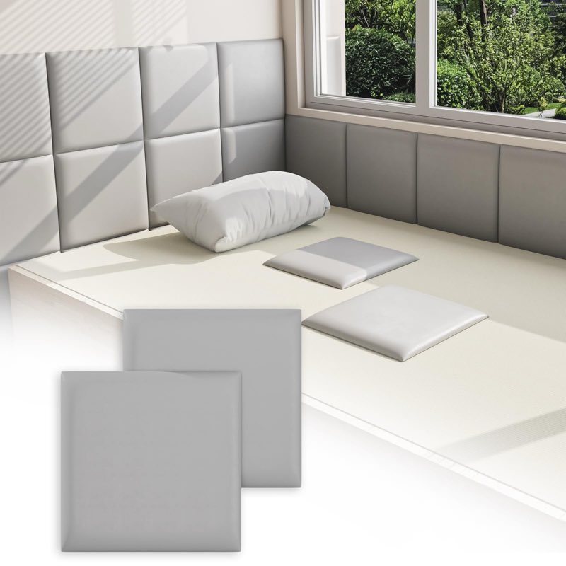 umedol 3d anti-collision wall padding for kids, grey peel and stick headboard panels, self-adhesive 