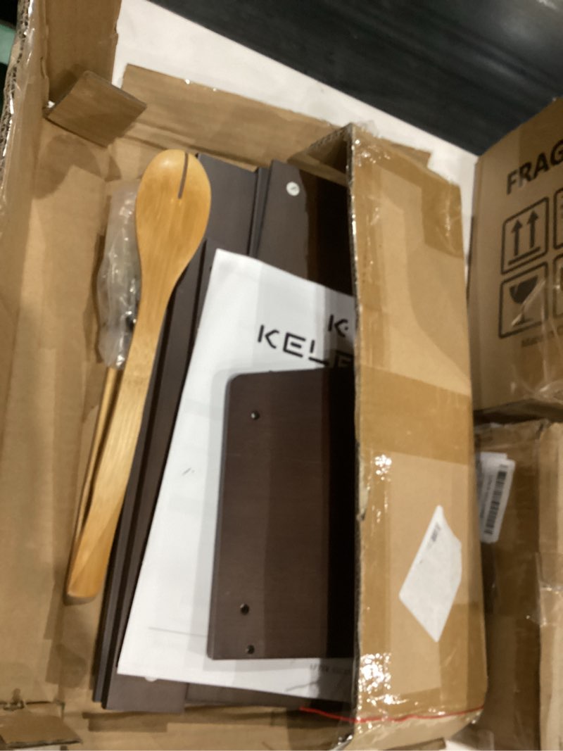 Condition photo showing As Is for K KELBEL Bamboo Bread Box for Kitchen Counter, Wooden Large Capacity Bread Storage Bin with Window Bread Holder (Single Layer Brown)