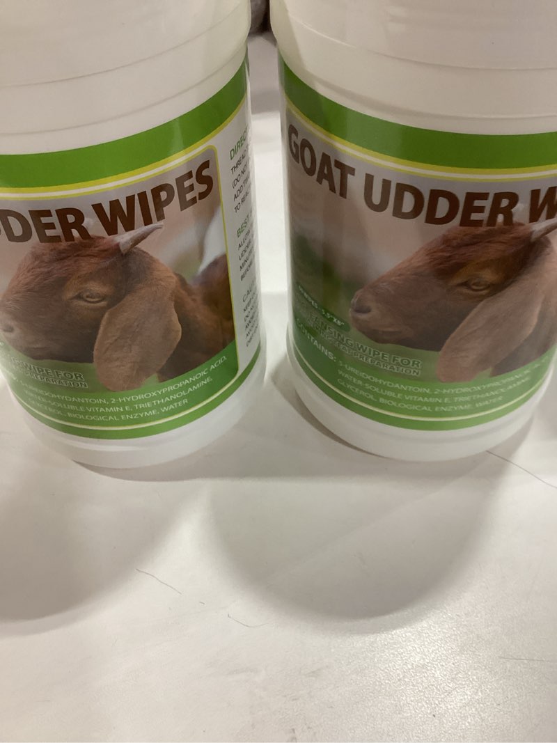 Condition photo showing Good Condition for 120 pcs teat wipes cow goat sheep udder prep wipes 5.5 x 7.8 inches reclosable pail for health care goat milking supplies