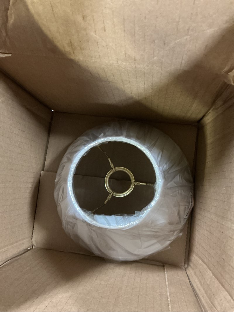 Condition photo showing Good Condition for aspen creative 58730a transitional hardback empire shape uno construction lamp shade in white, 4" top x 9" bottom x 6-1/2" slant height, slip uno 33mm