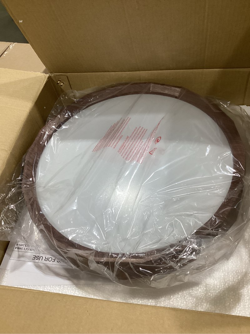 Condition photo showing Good Condition for anylove 15 inch led flush mount ceiling light fixture,3000k 4000k 5000k adjustable ceiling lights, farmhouse oak wood grain ceiling light for bedroom hallway bathroom kitchen 15 inch - walnut wood grain - 32w
