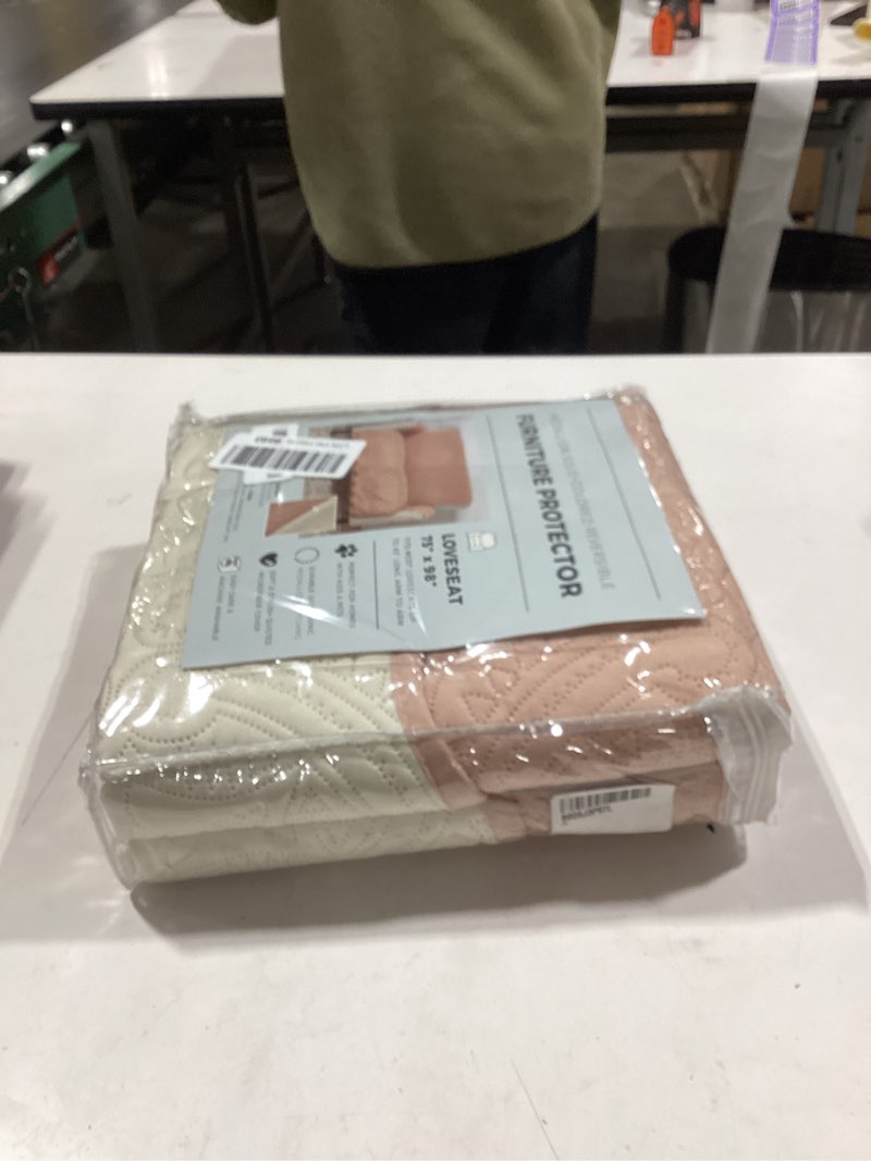 Condition photo showing New/Like New for great bay home reversible recliner cover - washable slipcover furniture protector with elastic straps - perfect for kids & pets - quilted & stitched detail (dusty rose/taupe) recliner dusty rose / taupe