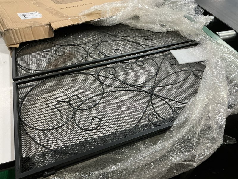 Condition photo showing Good Condition for dumos 3 panel fireplace screen with hinged doors, 51.2"(l) x 30.7"(h) spark guard cover, wrought iro