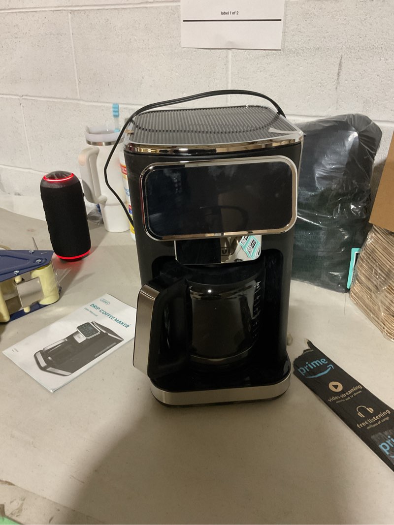 Condition photo showing As Is for gevi 12 cup programmable drip coffee maker with touch screen, fast and strong brew, auto shut-off, 4-hour keep warm plate, iced coffee option, anti-drip system, permanent filter