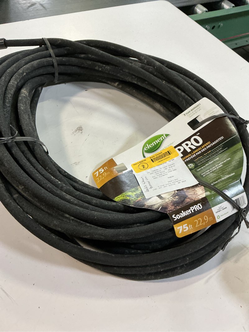 Condition photo showing As Is for element soaker 3/8" x 75' garden hose