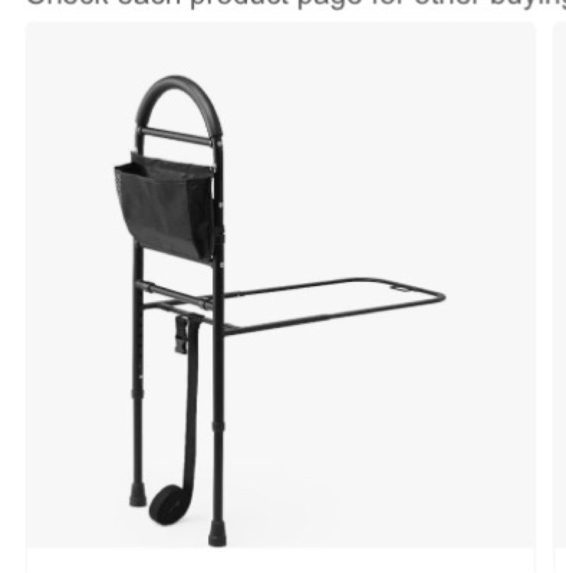 Medline Bed Assist Bar with Storage Pocket, Height Adjustable Bed Rail for Elderly Adults, Assistanc