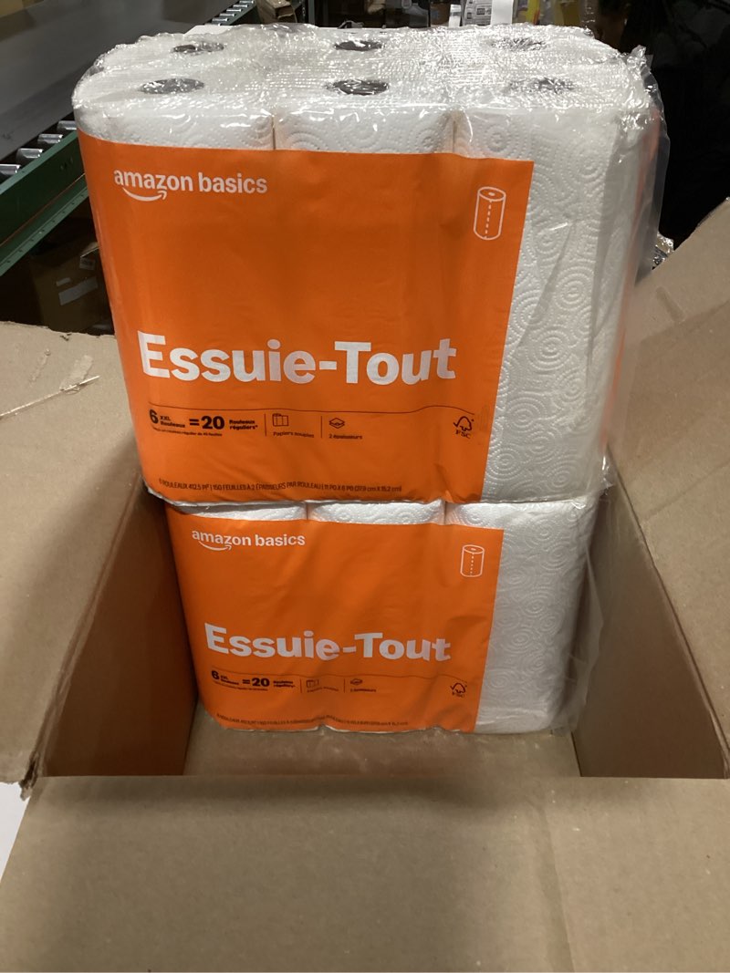 Condition photo showing Good Condition for Amazon Basics FSC-Certified 2-Ply Flex-Sheets Paper Towels, 150 Sheets per Roll, 12 Basics Rolls = 32 Regular Rolls XXL 150 sheet (Pack of 12)