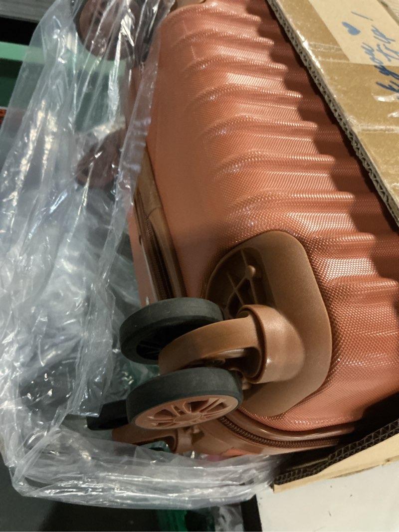 Condition photo showing As Is for Cosbarn Carry On Luggage Sets 3 Piece, 20 Inch Luggage 22x14x9 Airline Approved with Wheels and TSA Lock, ABS Lightweight Hardshell Travel Suitcase Set with Duffel Bag Travel Bag for Men Women SunsetOrange