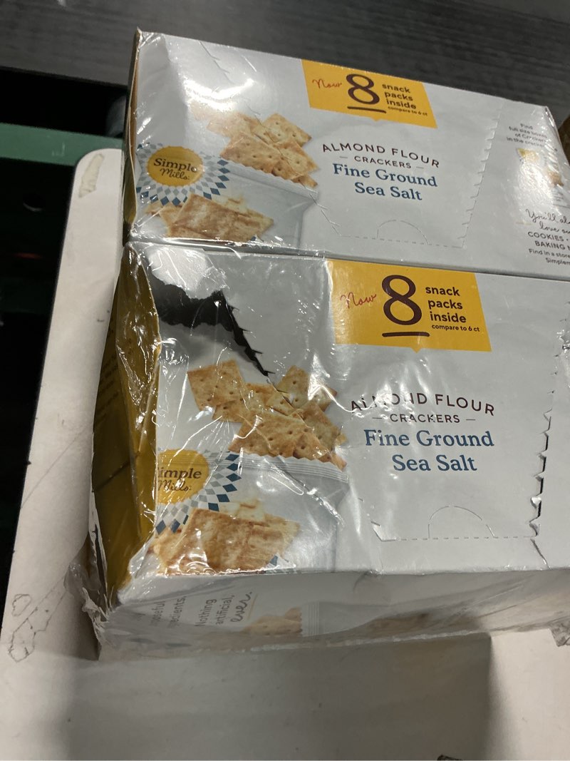 Condition photo showing Good Condition for Simple Mills Almond Flour Crackers Snack Packs, Sea Salt, Gluten Free, Flax Seed, Sunflower Seeds, Corn Free, Good for Snacks, 6.5 oz, Pack of 2 (8 Bags per Box) Fine Ground Sea Salt 6.5 Ounce (Pack of 2)