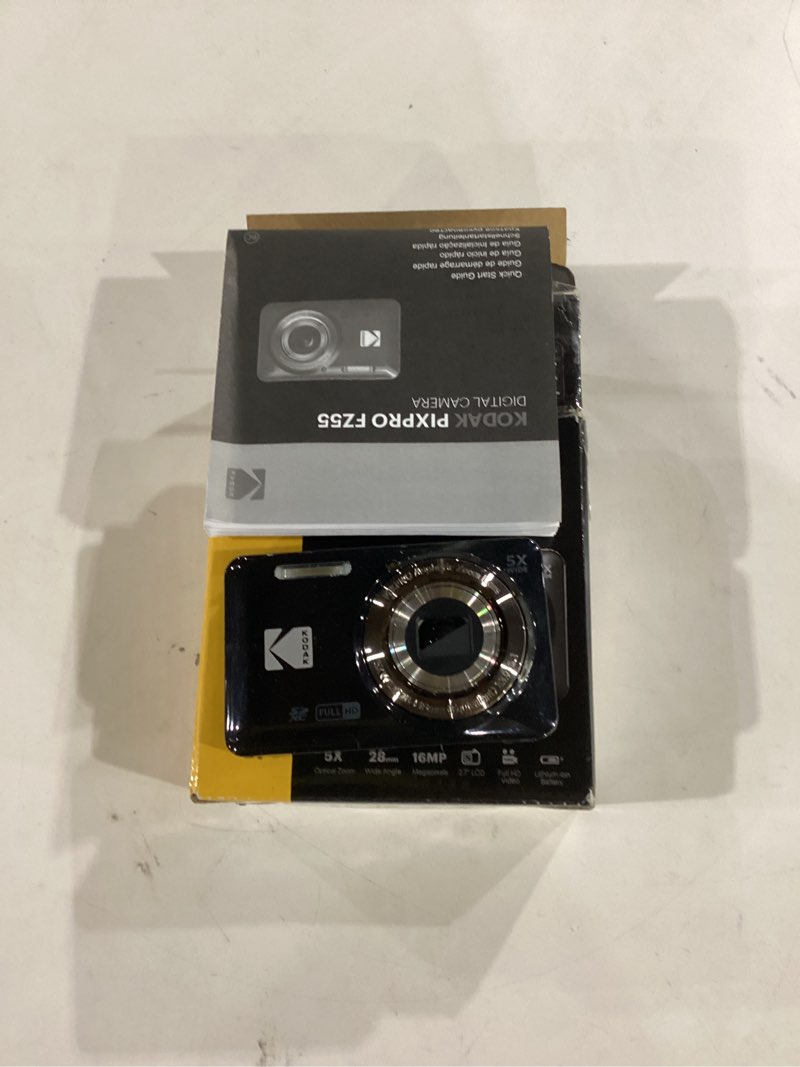 Condition photo showing As Is for not tested,missing the charger**** kodak pixpro fz55-bk 16mp cmos sensor digital camera 5x optical zoom 28mm wide angle 1080p full hd video 2.7\" lcd vlogging camera (black)