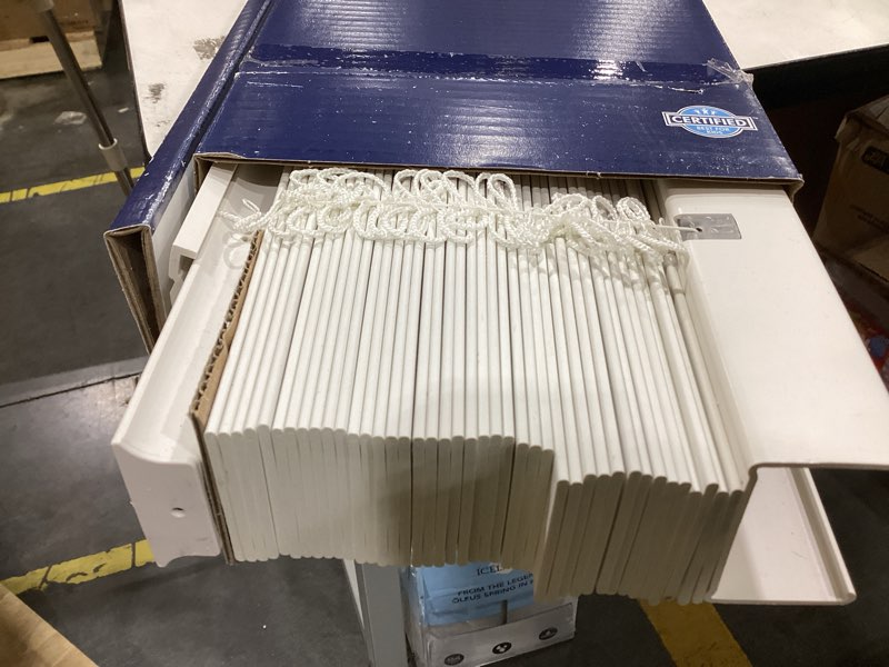 Condition photo showing Good Condition for levolor trim+go 2-in slat width 43-in x 72-in cordless white faux wood room darkening horizontal blinds