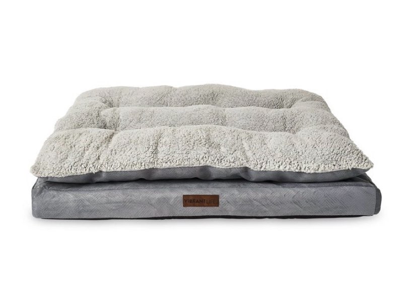 Vibrant Life Large Quilted Orthopedic Pillow Top Dog Bed, Gray