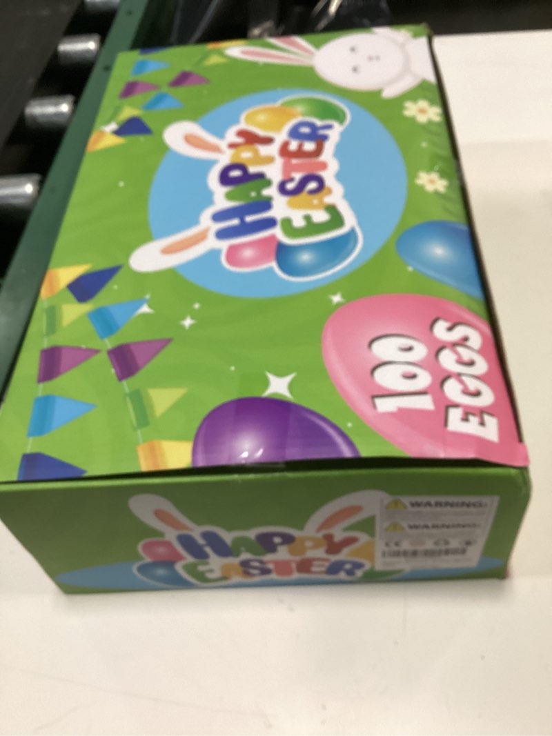 Condition photo showing New/Like New for 100 pcs 3.1" fillable easter eggs bulk with 6 surprise golden eggs, colorful plastic easter egg empty for easter egg hunt party favors kids easter basket stuffers fillers classroom prizes for boy girl 100 pack 3.1 inch eggs