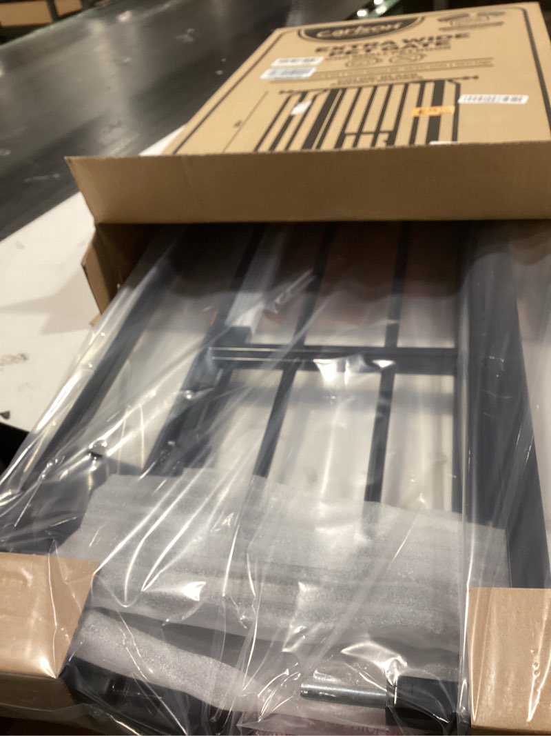 Condition photo showing Good Condition for Carlson Extra Wide Walk Through Pet Gate with Small Pet Door, Includes 4-Inch Extension Kit, Pressure Mount Kit and Wall Mount Kit, Black