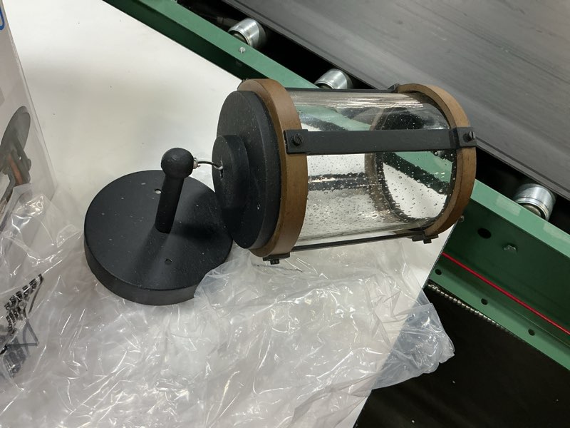 Condition photo showing As Is for kichler barrington 1 -light 10-in h distressed black hardwired outdoor wall light