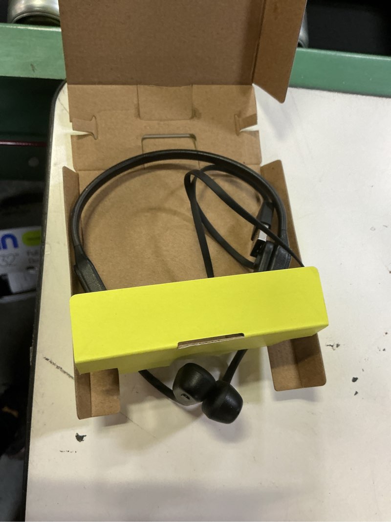 Condition photo showing As Is for onn wireless bone conduction headphones with storage pouch  black