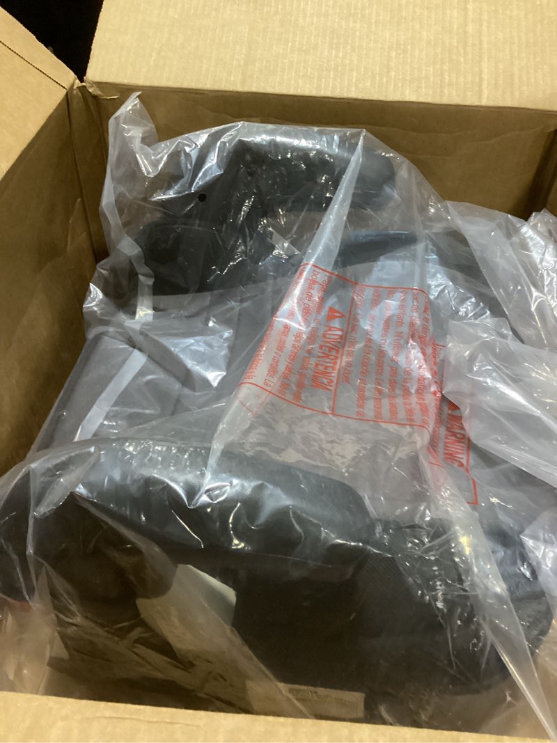 Condition photo showing As Is for chicco gofit cleartex plus backless booster car seat, latch attachment, quick-release latch removal, portable car booster seat for children at least 4 years old and 40-110 lbs, confetti/black gofit cleartex plus confetti/black