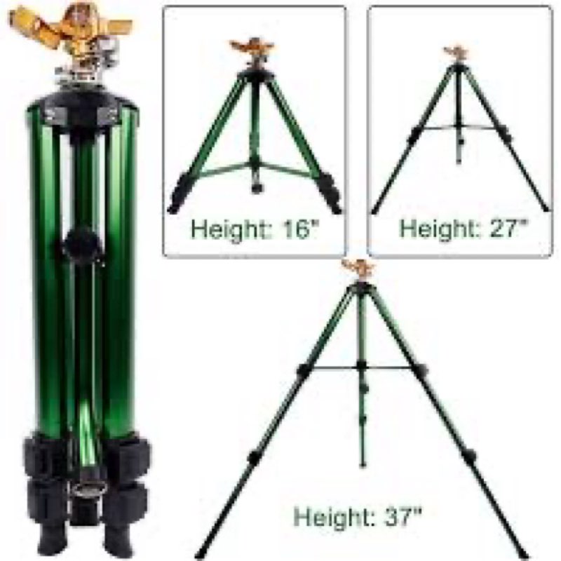 Impact Sprinkler on Tripod Base, Tripod Sprinklers for Yard Large Area, 360° Adjustable Sprinkler Head, 3/4'' Female Thread Connector, Extension Legs with Flip Locks for Yard, Lawn & Garden