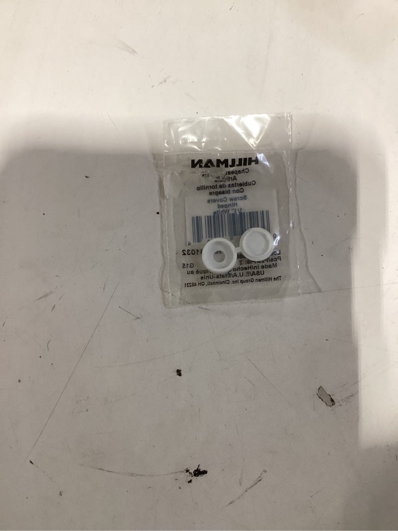 Condition photo showing As Is for hillman 2 -pack 0.25 x 0.25 white plastic end cap
