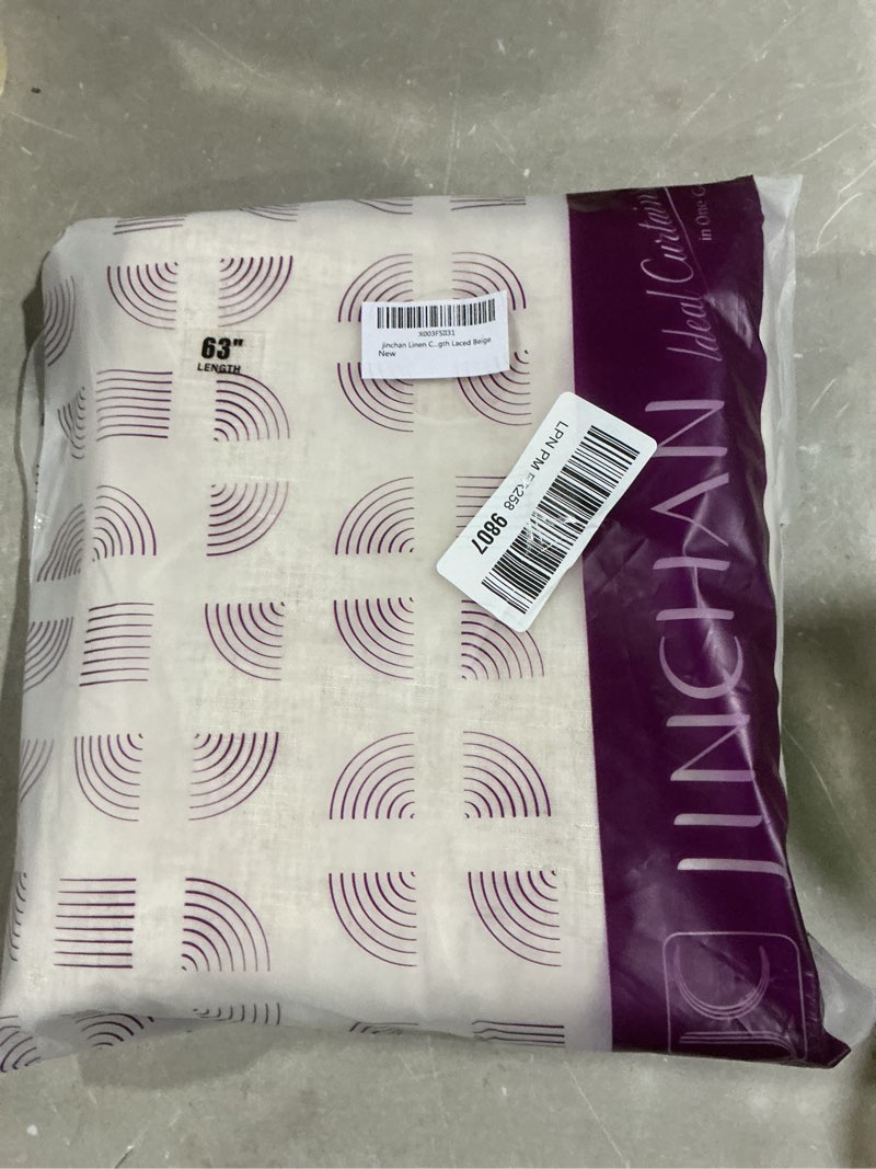 Condition photo showing Good Condition for jinchan linen curtains for living room bedroom light filtering semi sheer curtains boho farmhouse french country cottage core decor window drapes back tab 63 inch length laced beige 50"w x 63"l (pack of 2) laced beige