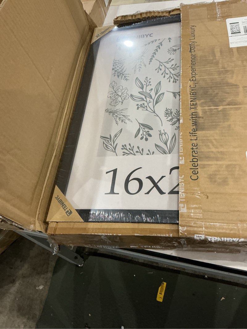 Condition photo showing Good Condition for 16x20 picture frame 4 pack - black solid wood poster photo frame - tempered glass - woodgrain series - room, office, gallery, studio display - wall hanging 4 pack black 16x20