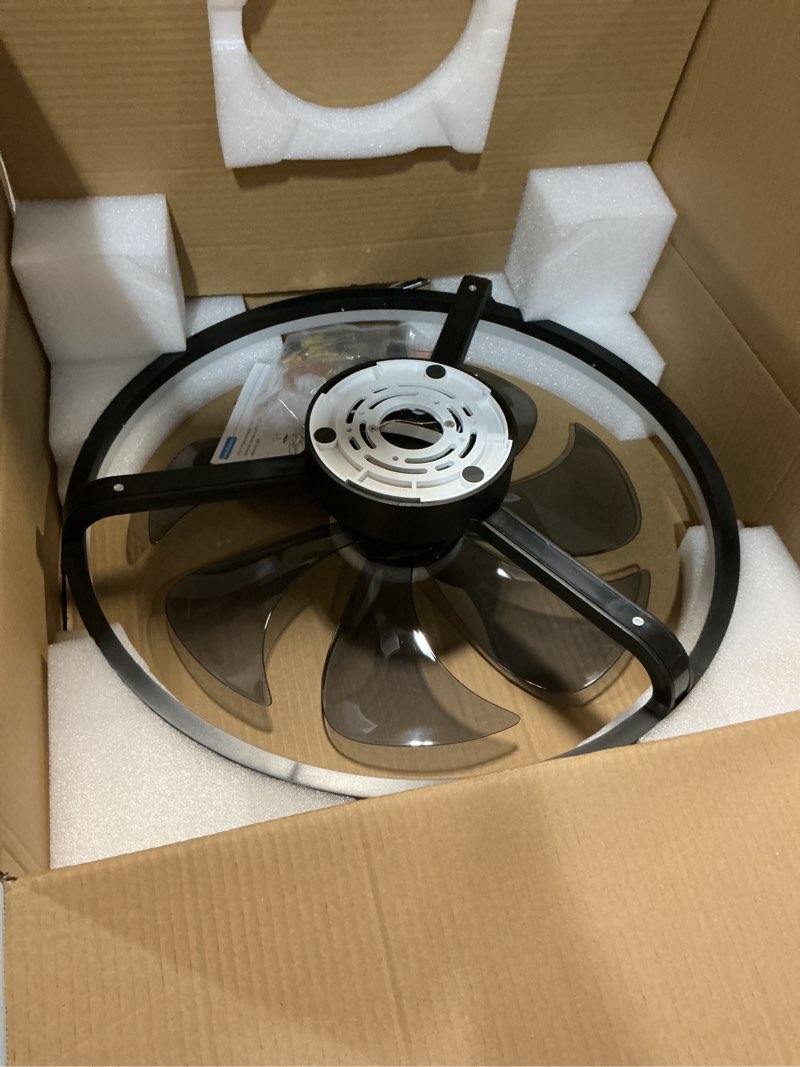 Condition photo showing Good Condition for volisun low profile ceiling fans with light and remote, 20in fandelier ceiling fan with lights, 3000k-6500k dimmable flush mount led fan light, black bladeless ceiling fans with lights for bedroom black 20 inch