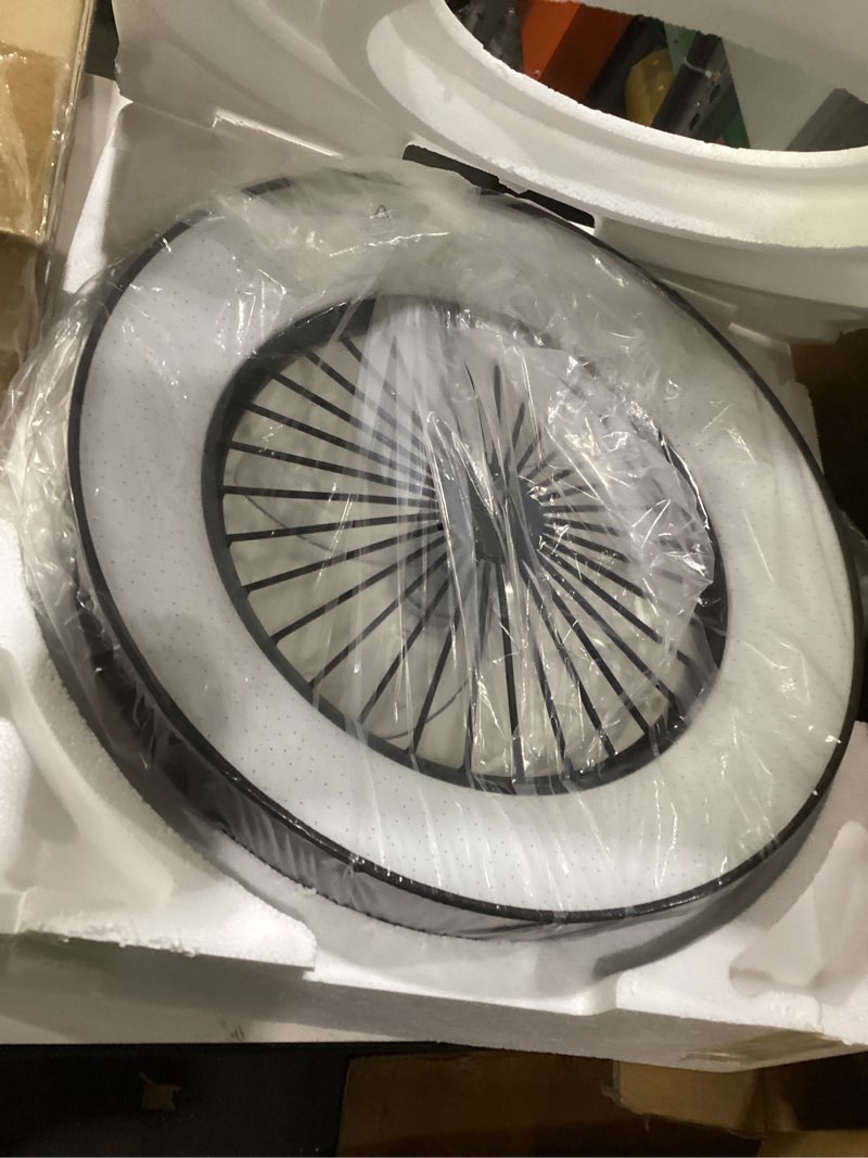 Condition photo showing Good Condition for dllt modern ceiling fans with lights: 20\" flush mount low profile ceiling fan with app remote control - white led bladeless fandelier dimmable quiet dc motor for bedroom living room white 20 inch, similar to stock photo