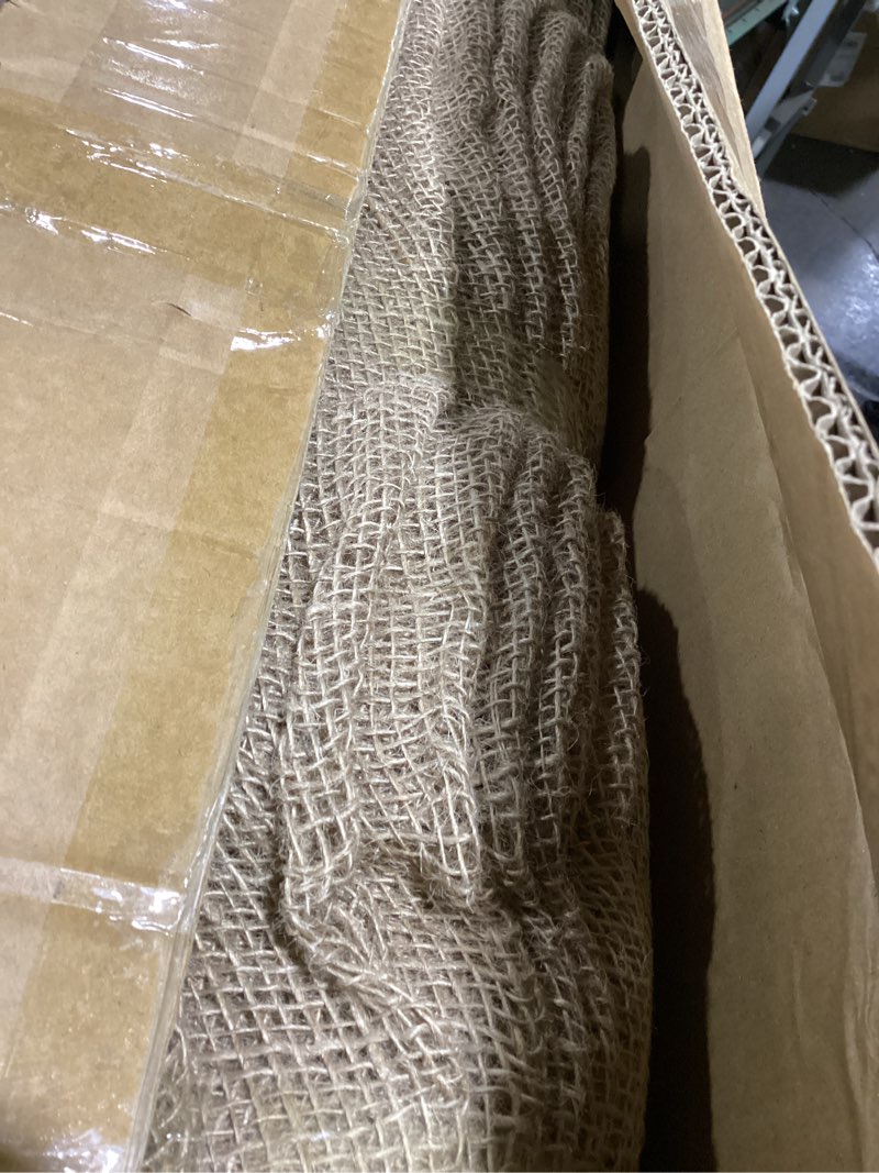 Condition photo showing As Is for 60" x 50 feet Burlap Fabric Roll – Multipurpose Burlap Tree Wrap, Natural Jute Garden Fabric for Outdoor Plant Cover, Weed Barrier Cloth, Landscaping, DIY Crafts, Gardening & Rustic Party Decor