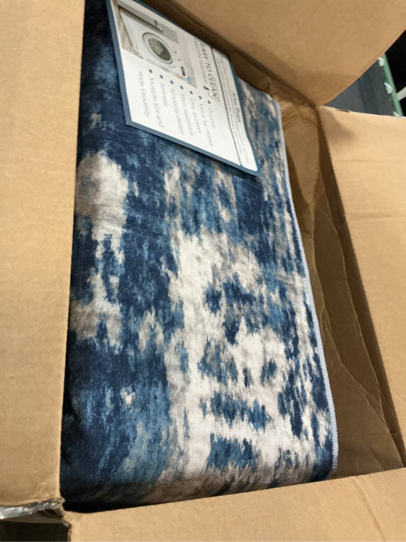 Condition photo showing New/Like New for releany washable area rugs 6'x9' non-slip modern abstract soft for living room entryway bedroom nursery, print pattern, blue grey navy gray blue/gray 6' x 9' (rectangular)
