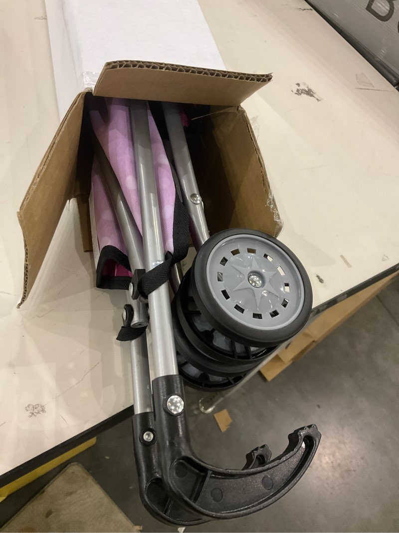 Condition photo showing Good Condition for Bayer: Buggy Umbrella Stroller - Hot Pink & White Polka Dots - Accessory for Dolls Up to 18", Foldable Design, Seat Belt, Kids Toy Age 3+