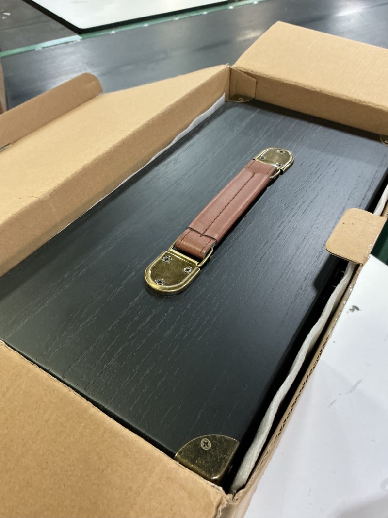 Condition photo showing Good Condition for liaakrr vinyl record storage box, solid wood record case with display window & secure latches, record holder fits 7/10 inch records, holds 30–40 albums, portable record organizer with handle-black