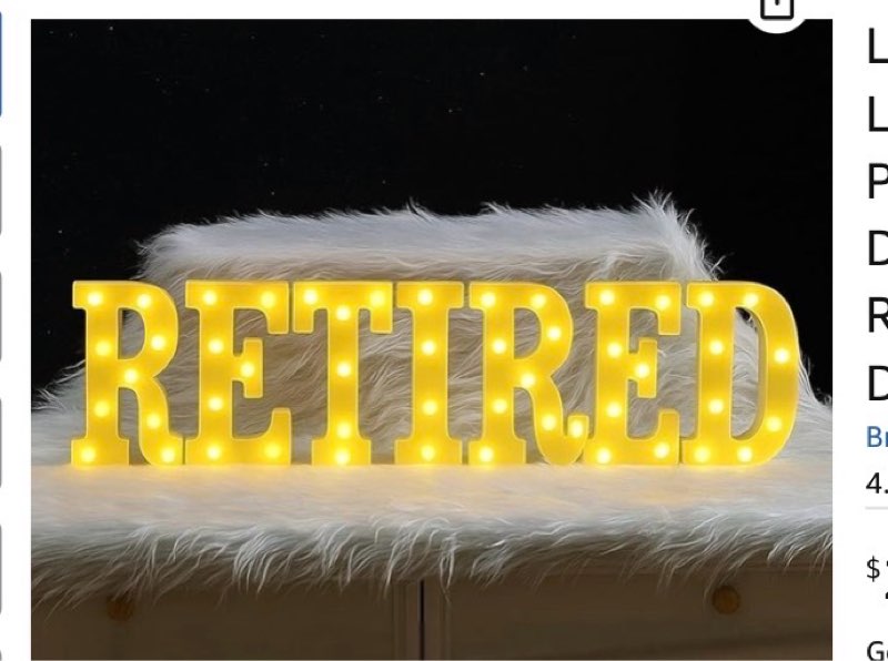 Aurelema 7 Pcs Retired Large LED Letter Sign LED Lights Battery Powered Table Decoration for Happy R