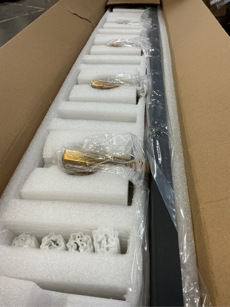 Condition photo showing New/Like New for modern bathroom vanity light 6-lights black gold crystal bathroom wall light vanity light fixtures?44.09-inch modern minimalist design black+gold straight 6-light