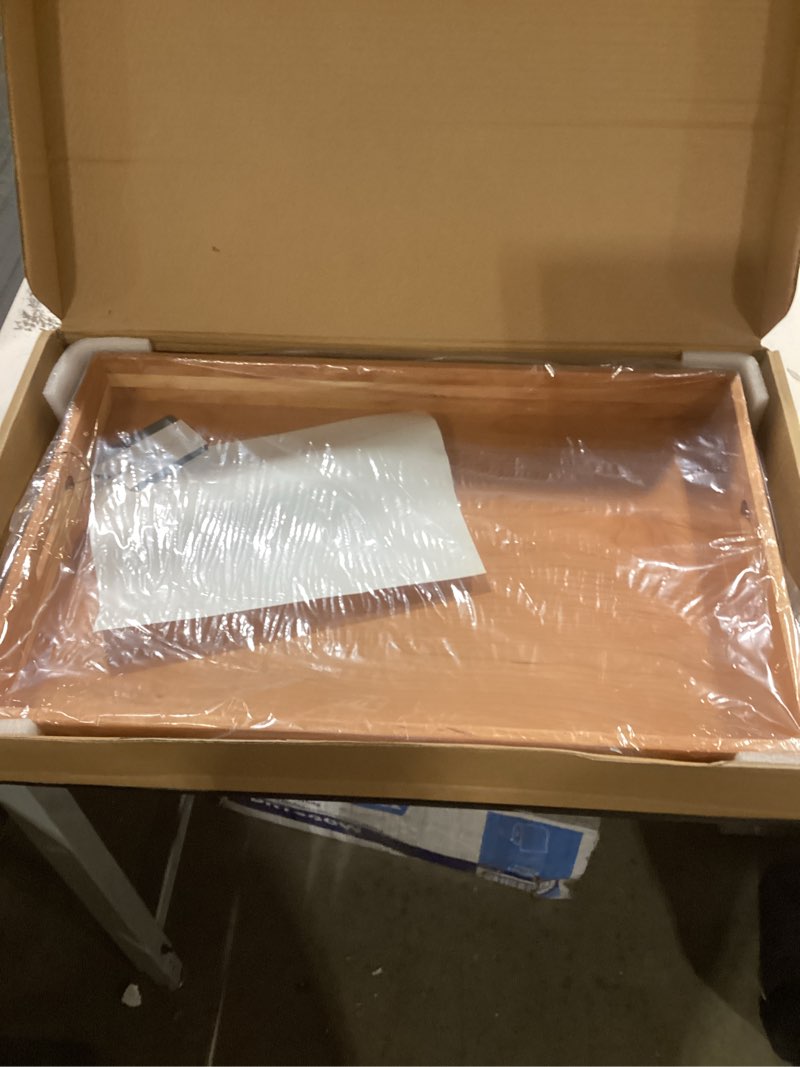 Condition photo showing New/Like New for 22 x 14 Inches Large Rectangle Cherry Wood Ottoman Tray with Handles, Serve Tea, Coffee or Breakfast in Bed, Classic Wooden Decorative Serving Tray