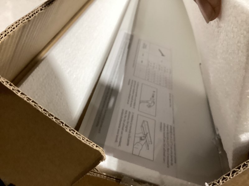 Condition photo showing As Is for dreamland picture ledge shelf for wall, floating shelves set of 2, 32 inch long floating shelves with lip for living room, bedroom, bathroom, kitchen, white white 32inch