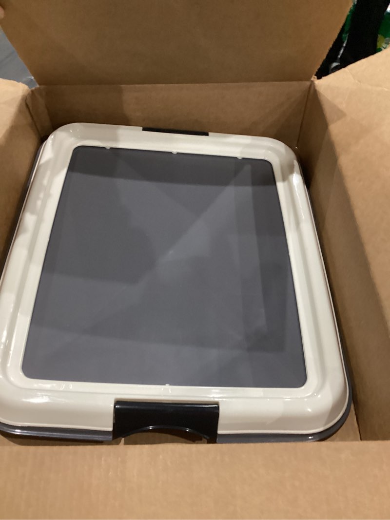 Condition photo showing Good Condition for IRIS USA Pee Pad Holder - Extra-Small Sized Dog & Puppy Pee Pads, Secured Latches, Non-Skid Feet, High Polish Finish for Easy Cleaning, Leak Protection, Fits 14"x17" Pad Puppy & Toy Breeds, Dark Grey 14" x 17" Dark Gray