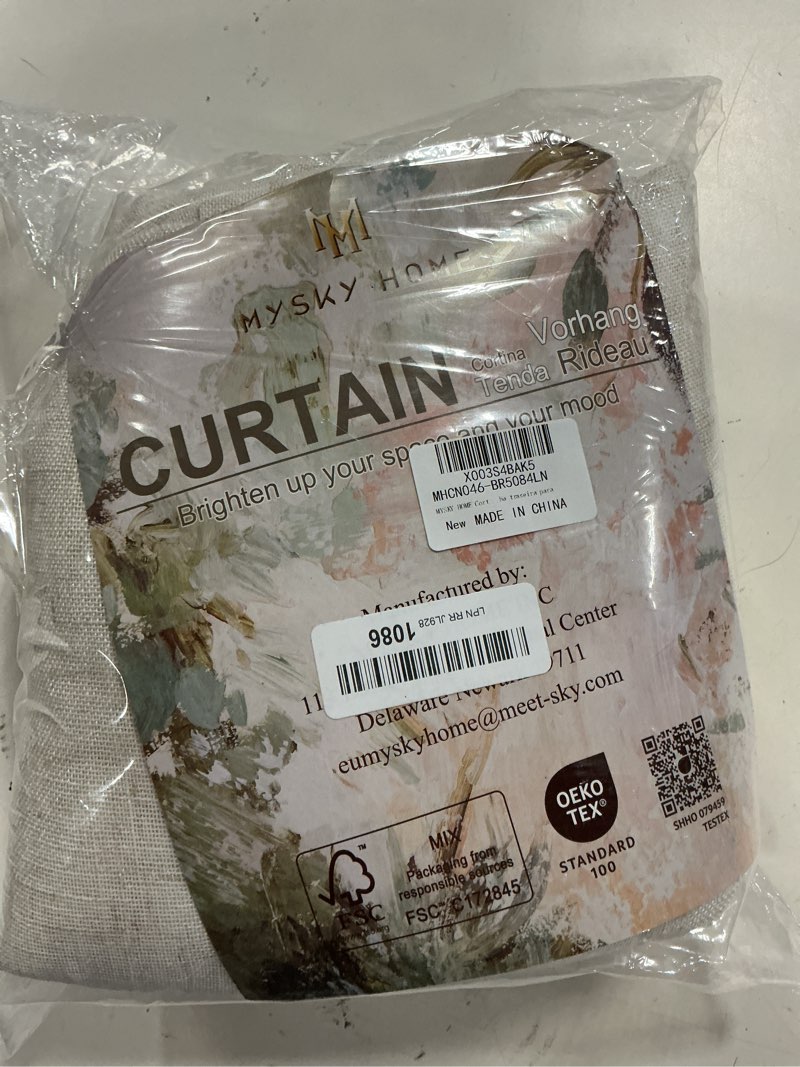 Condition photo showing New/Like New for mysky home linen curtains for living room, natural semi sheer curtains & drapes 84 inches length 2 panels set farmhouse country boho style back tab draperies for sliding glass door, 50" wide, linen 50"w x 84"l (pack of 2) linen