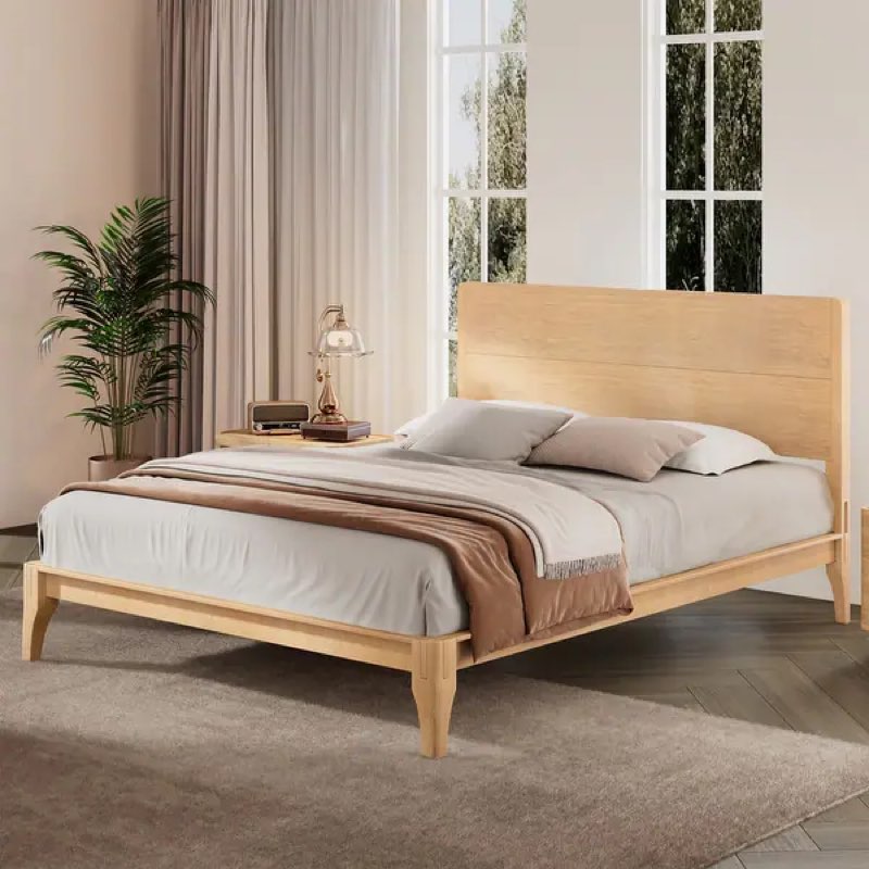 mid-century modern queen size 12 inch bamboo wood platform bed