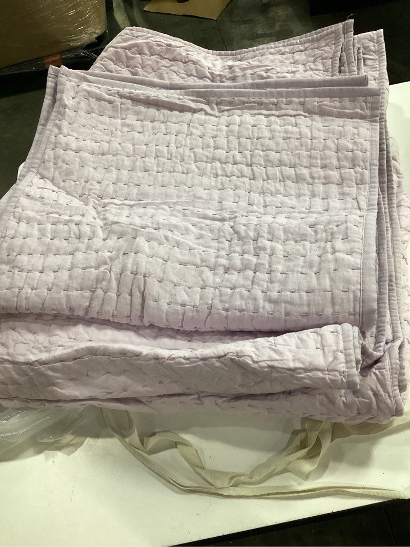 Condition photo showing Good Condition for european linen cotton stitch quilt set, king/cal king, orchid