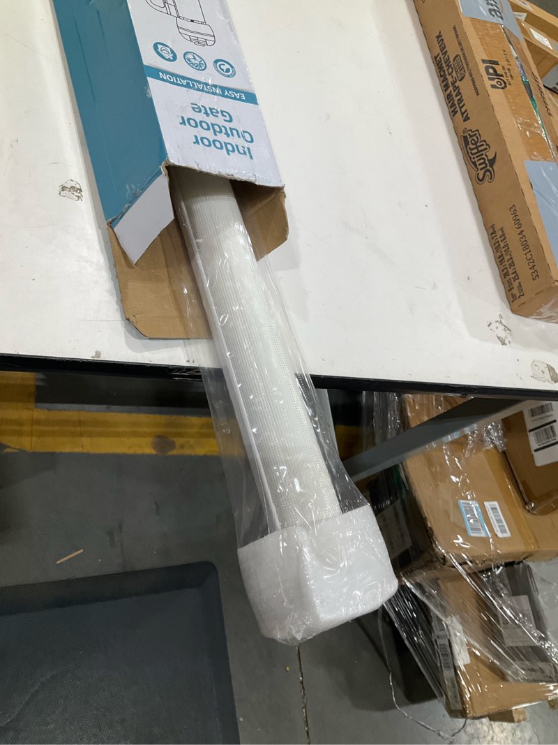 Condition photo showing Good Condition for babepai retractable baby gates for stairs, retractable dog gate for indoor/outdoor use | child gates for doorways, deck, porch, hallways, patio (white, 55" wide 34" height) white 55" wide × 34" height