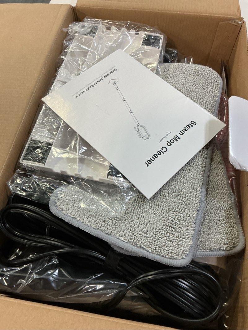 Condition photo showing Good Condition for steam cleaner, 6 in1 rotated steam mop cleaner with 2 modes, 2 microfiber pads, 400ml removable tank, 23ft power cable, detachable steam mops for floor, laminate floor, tiles cleaning (azure)