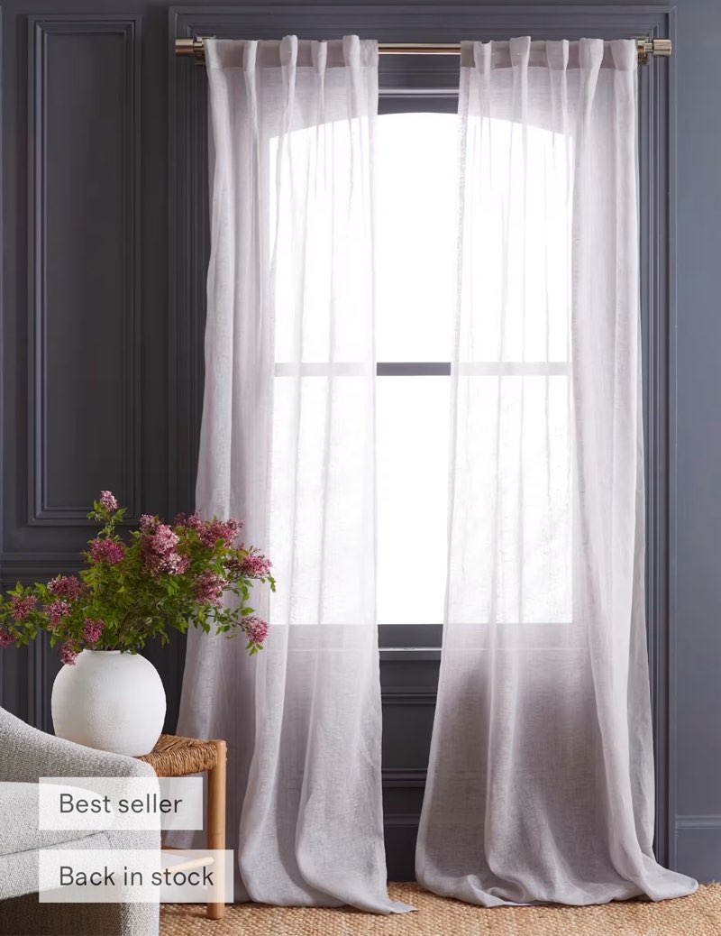 european linen sheer curtain set of 2 white 48 in x 84 in 