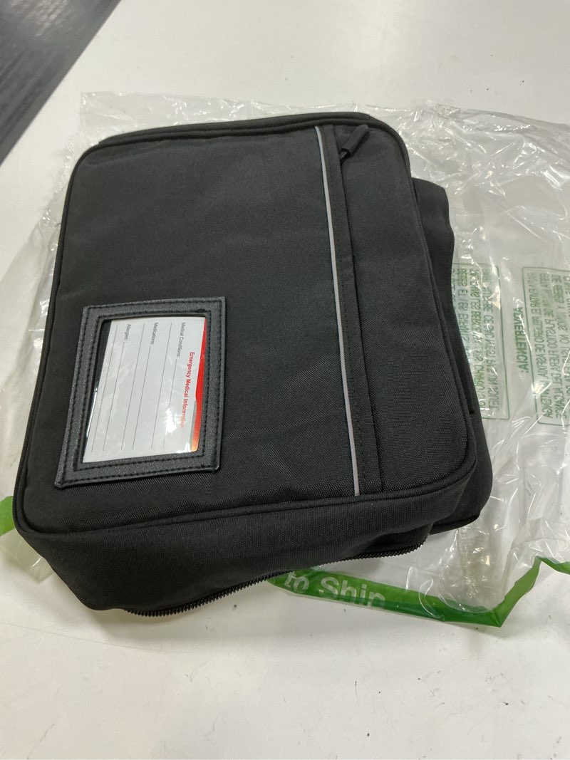Condition photo showing Good Condition for sithon pill bottle organizer medicine storage bag medication travel carrying case manager with handle, fixed pockets for medications, vitamins, medical supplies, black
