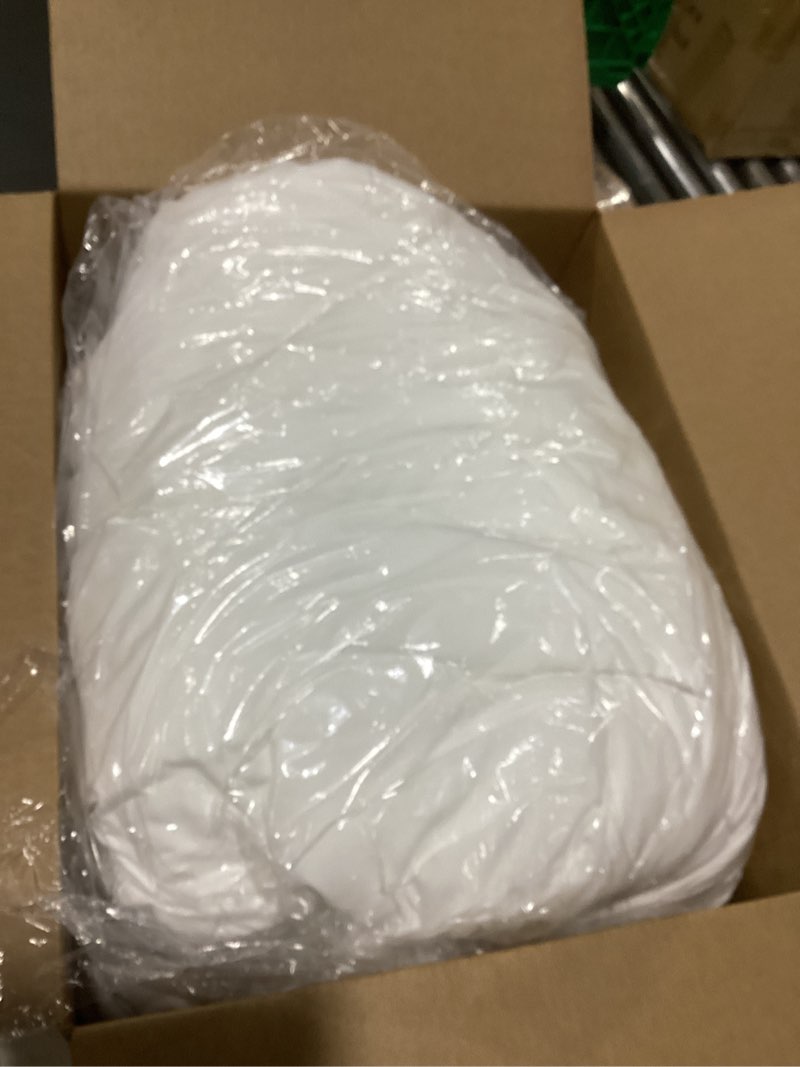 Condition photo showing As Is for caromio white ruffle duvet cover queen size, 3pcs soft washed microfiber vintage french country duvet cover set for queen bed, white, 90x90 in white queen (90"x90")