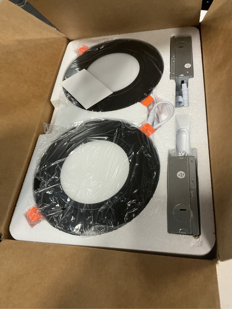 Condition photo showing New/Like New for cloudy bay [4 pack] 6 inch 5 color swivel led gimbal recessed light with junction box ic rated air tight,120v cri90+,2700k/3000k/3500k/4000k/5000k selectable,black 6 inch black | 5cct