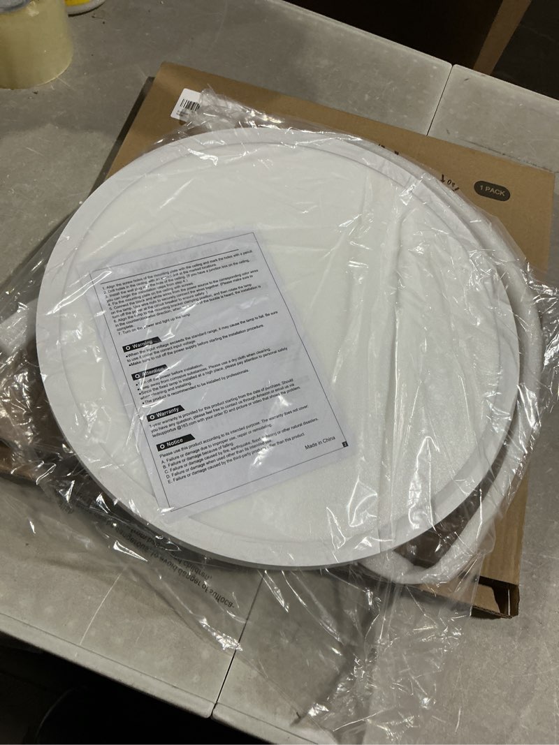 Condition photo showing As Is for brightever 15 inch large led flush mount ceiling lights, 30w 4000lm, 5000k daylight white modern ceiling light fixtures, super slim 0.67 inch hardwired led ceiling lamp for living room, 1 pack white 15 inch-1 pack